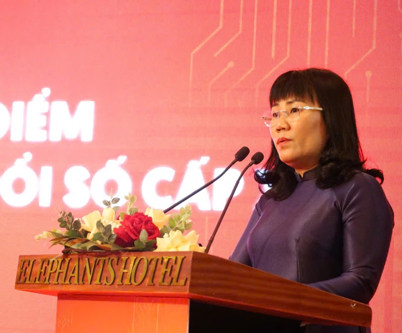 Phó Chủ tịch Thường trực UBND tỉnh Hồ Thị Nguyên Thảo phát biểu tại Ngày hội.