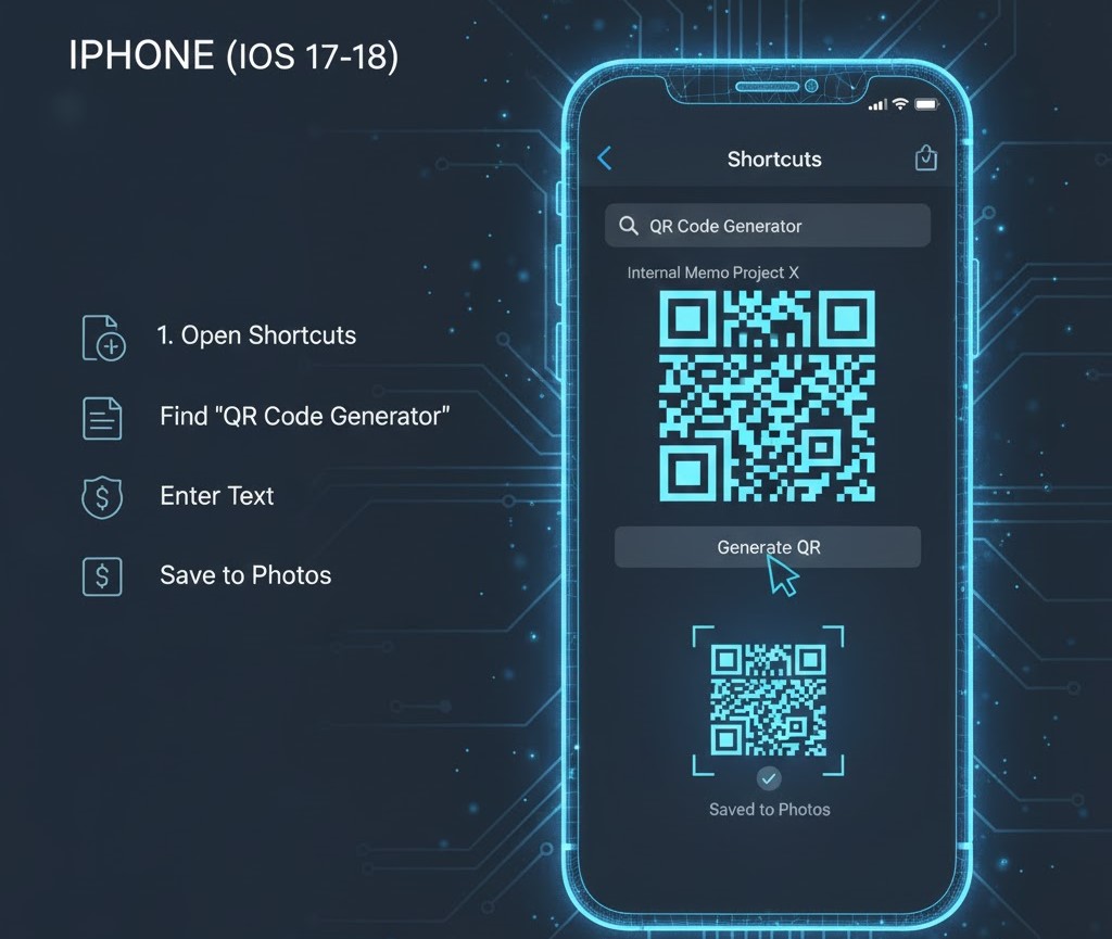 Tạo QR văn bản bằng điện thoại iPhone