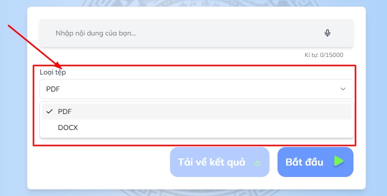 Chọn Định Dạng Xuất (PDF Hoặc Word)