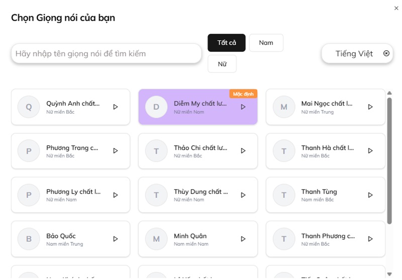 Chọn giọng nói AI
