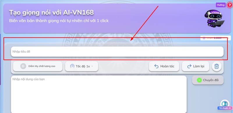 nhập tiêu đề tạo giọng nói ai