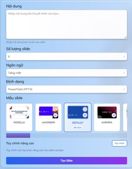 ai tạo slide từ văn bản